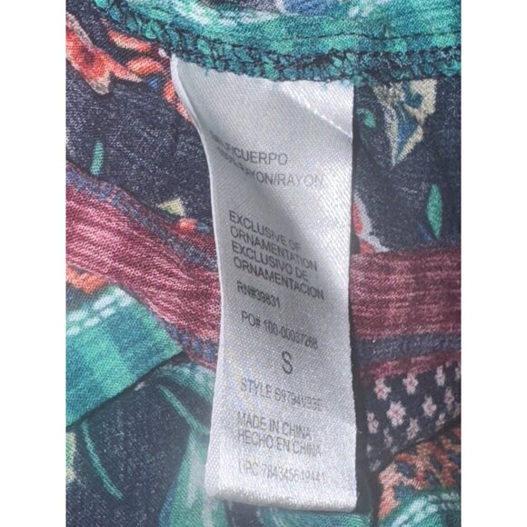 Democracy Womens Boho Floral Patchwork Blouse Top With Tassels V-Neck Multicolor - Picture 4 of 10